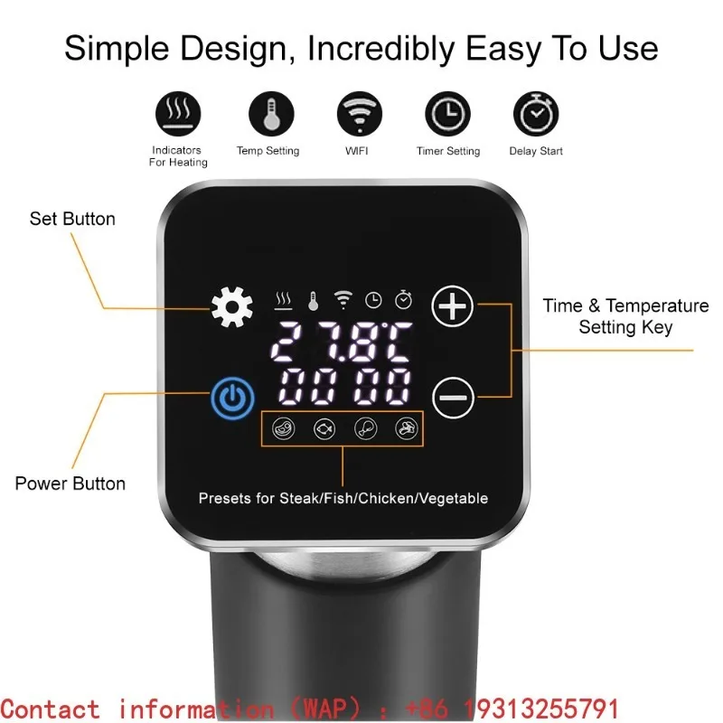 Sous Vide Immersion Circulator Wifi - 【Elegante】SV-9008 Máquina Sous Vide 1300W WIFI
