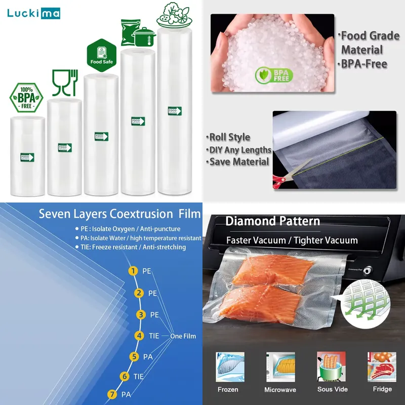 Vacuum Sealer Bags Rolls Bpa Free - Juego de 5 Rollos de Bolsas