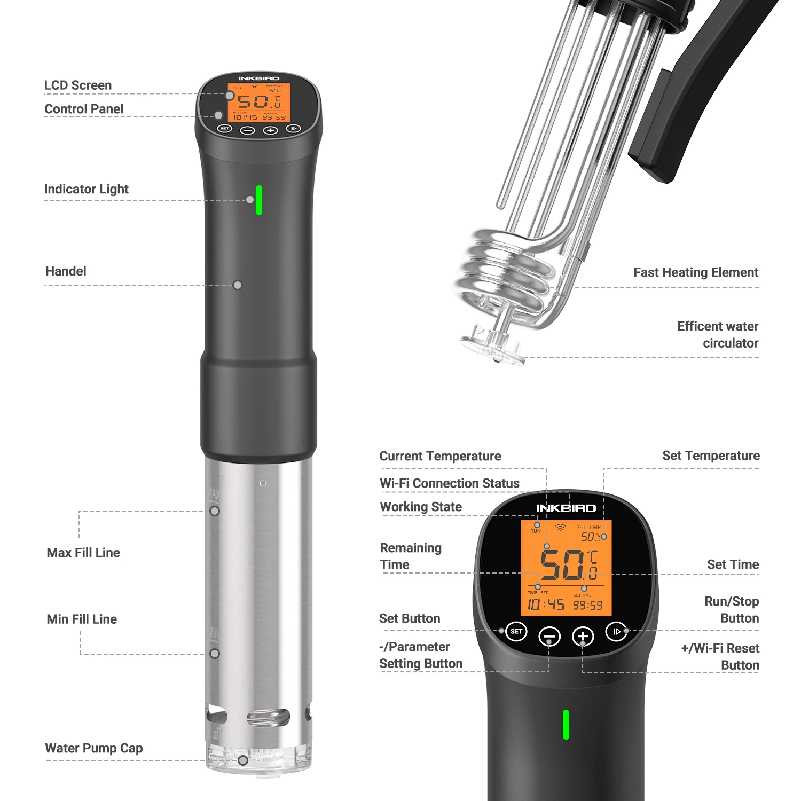 Olla de Cocción de Precisión c - Sous Vide Immersion Circulator Wifi reseña y precio