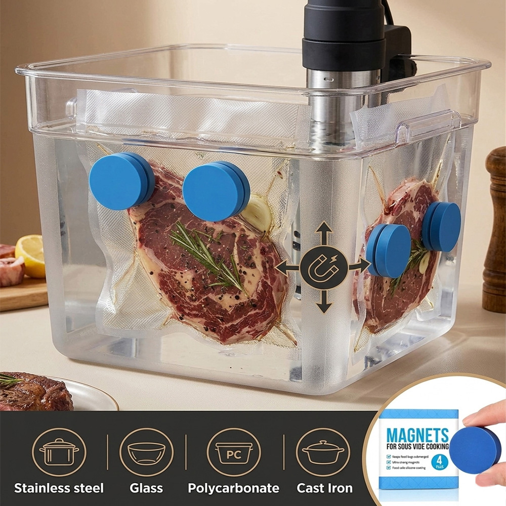 Paquete de 4 imanes azules par - Sous Vide Weights Food Grade reseña y precio